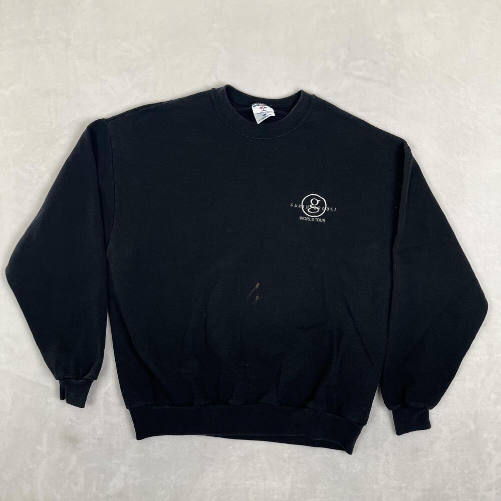 Vintage Garth Brooks Sweatshirt Mens XL Black Jerzees World Tour Fleece